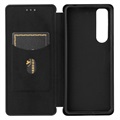 Sony Xperia 5 III Flip Cover - Karbonfiber - Sort