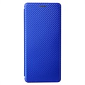 Sony Xperia 5 III Flip Cover - Karbonfiber - Blå