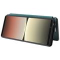 Sony Xperia 5 IV Flip Cover - Karbonfiber - Grøn