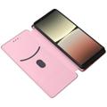 Sony Xperia 5 IV Flip Cover - Karbonfiber - Rødguld