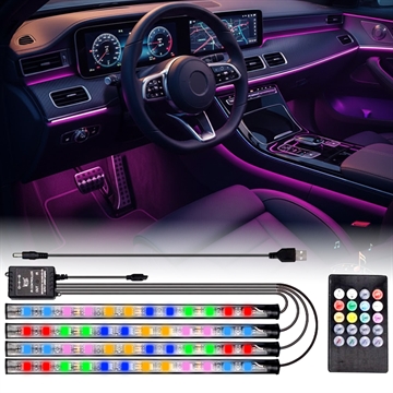 Lydaktiveret indvendigt neonlys til biler - 4 stk. 36 LED\'er