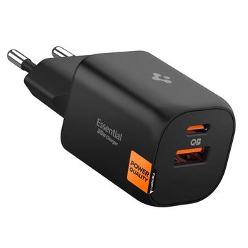 Spigen Essential EE352EU 2-port vægoplader 35W - Sort