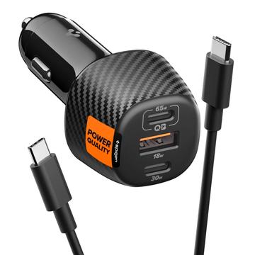 Spigen Essential EV1133 3-ports ultrahurtig billader med USB-C-kabel - 113W - Sort