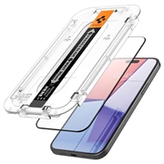 iPhone 15 Plus Spigen Glas.tR Ez Fit Full Cover Hærdet Glas Skærmbeskyttelse - 2 Stk. - Sort Kant