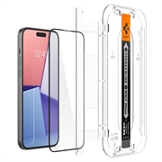 iPhone 15 Plus Spigen Glas.tR Ez Fit Full Cover Hærdet Glas Skærmbeskyttelse - 2 Stk. - Sort Kant