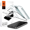 iPhone 15 Pro Spigen Glas.tR Ez Fit Full Cover Hærdet Glas Skærmbeskyttelse - 2 Stk. - Sort Kant