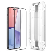 iPhone 15 Pro Spigen Glas.tR Ez Fit Full Cover Hærdet Glas Skærmbeskyttelse - 2 Stk. - Sort Kant