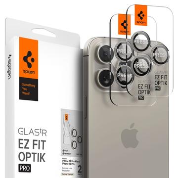 iPhone 16 Pro/16 Pro Max/17 Pro/17 Pro Max Spigen Glas.tR Ez Fit Optik Pro Kamera Linse Hærdet Glas - Naturligt titanium