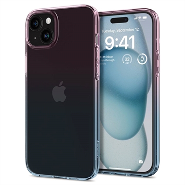iPhone 15 Spigen Liquid Crystal TPU Cover - Pink / Blå
