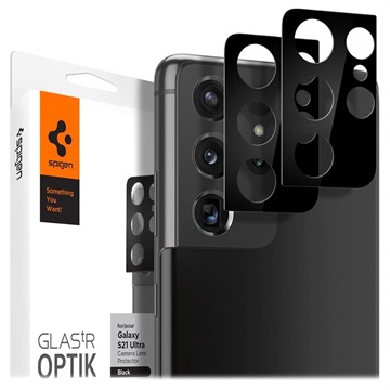 Spigen Optik.tR Samsung Galaxy S21 Ultra 5G Kamera Linse Panserglas - Sort