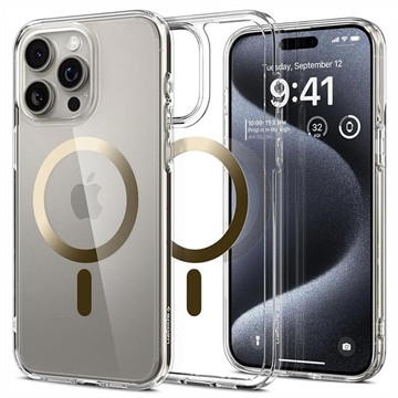 iPhone 15 Pro Max Spigen Ultra Hybrid Mag Cover - Guld / Klar