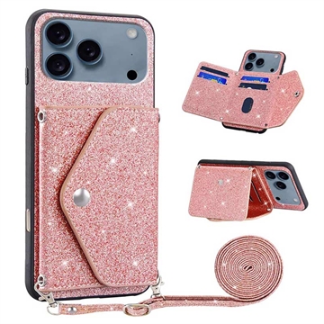 iPhone 17 Pro Max Stardust Cover med Kortholder - Pink