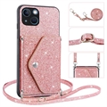 Stardust iPhone 14 Cover med Kortholder - Pink