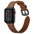 Apple Watch Series 9/8/SE (2022)/7/SE/6/5/4/3/2/1 Stitched Læderrem - 41mm/40mm/38mm - Brun