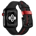 Apple Watch Series Ultra/8/SE (2022)/7/SE/6/5/4/3/2/1 Stitched Læderrem - 49mm/45mm/44mm/42mm - Sort
