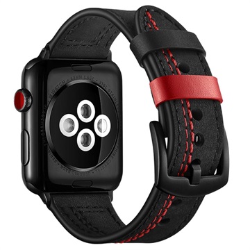Apple Watch Series Ultra/8/SE (2022)/7/SE/6/5/4/3/2/1 Stitched Læderrem - 49mm/45mm/44mm/42mm