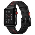 Apple Watch Series Ultra 2/Ultra/9/8/SE (2022)/7/SE/6/5/4/3/2/1 Stitched Læderrem - 49mm/45mm/44mm/42mm - Sort
