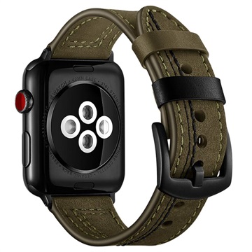 Apple Watch Series Ultra 2/Ultra/9/8/SE (2022)/7/SE/6/5/4/3/2/1 Stitched Læderrem - 49mm/45mm/44mm/42mm - Grøn