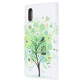 Style Series Samsung Galaxy Xcover 5 Cover med Kortholder - Blomstrede Træ / Grøn