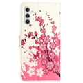 Samsung Galaxy A34 5G Style Series Pung Taske - Pink Blomster