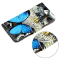 Style Series Samsung Galaxy A42 5G Cover med Kortholder - Blå Sommerfugl