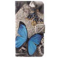 Style Series Huawei P20 Pro Cover med Kortholder - Blå Sommerfugl