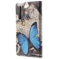 Style Series Huawei P20 Pro Cover med Kortholder - Blå Sommerfugl