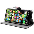 Style Series iPhone X / iPhone XS Flip Taske med Plads til Kort - Sommerfugle / Blomster
