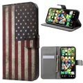 Style Series iPhone X / iPhone XS Flip Taske med Plads til Kort - Vintage Amerikansk Flag