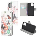 Style Series iPhone 13 Mini Pung Taske - Sommerfugle / Cirkler
