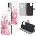 Style Series iPhone 13 Mini Pung Taske - Pink Blomster