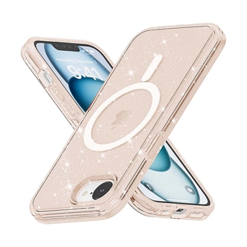 iPhone 16e Stylish Glitter Series Hybrid Cover - MagSafe kompatibel - Guld