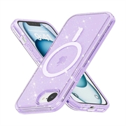 iPhone 16e Stylish Glitter Series Hybrid Cover - MagSafe kompatibel - Lilla