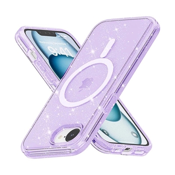 iPhone 16e Stylish Glitter Series Hybrid Cover - MagSafe kompatibel - Lilla