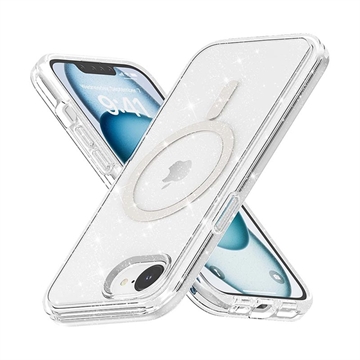 iPhone 16e Stylish Glitter Series Hybrid Cover - MagSafe kompatibel - Hvid