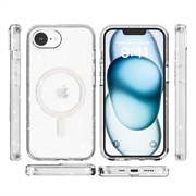 iPhone 16e Stylish Glitter Series Hybrid Cover - MagSafe kompatibel - Hvid