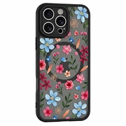 iPhone 14 Pro Stilfuldt beskyttende magnetisk cover - farverige blomster