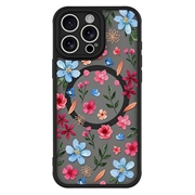 iPhone 15 Pro Max Stilfuldt beskyttende magnetisk cover - farverige blomster