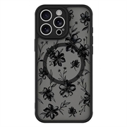 iPhone 15 Pro Max Stilfuldt beskyttende magnetisk cover - blækblomster