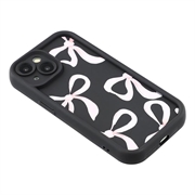 iPhone 13 Stilfuldt stødsikkert TPU cover med forhøjede kanter - sort / stor sløjfe