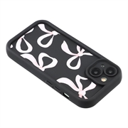 iPhone 14 Plus Stilfuldt stødsikkert TPU cover med forhøjede kanter - sort / stor sløjfe