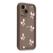 iPhone 15 Plus Stilfuldt stødsikkert TPU cover med forhøjede kanter - Brun / Sløjfe