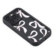 iPhone 15 Pro Max Stilfuldt stødsikkert TPU cover med forhøjede kanter - sort / stor sløjfe