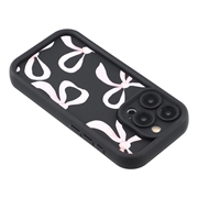 iPhone 15 Pro Max Stilfuldt stødsikkert TPU cover med forhøjede kanter - sort / stor sløjfe