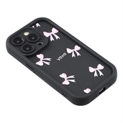 iPhone 15 Pro Max Stilfuldt stødsikkert TPU cover med forhøjede kanter - sort / sløjfe