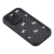 iPhone 15 Pro Max Stilfuldt stødsikkert TPU cover med forhøjede kanter - Sort / Prikket sløjfe