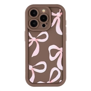 iPhone 15 Pro Max Stilfuldt stødsikkert TPU cover med forhøjede kanter - Brun / Stor sløjfe