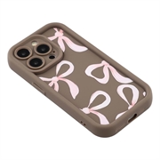 iPhone 15 Pro Max Stilfuldt stødsikkert TPU cover med forhøjede kanter - Brun / Stor sløjfe