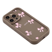 iPhone 15 Pro Max Stilfuldt stødsikkert TPU cover med forhøjede kanter - Brun / Sløjfe