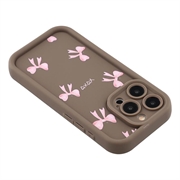 iPhone 15 Pro Max Stilfuldt stødsikkert TPU cover med forhøjede kanter - Brun / Sløjfe